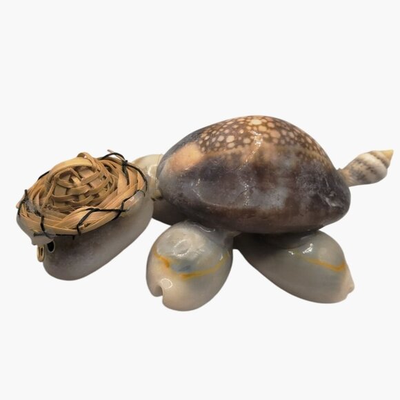 Sea Shell Turtle Figurine Miniature Woven Head Eyeglass Accents - Picture 4 of 9